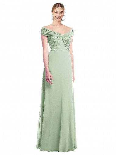 Purchase Draped Off the Shoulder Lux Chiffon Bridesmaid Dress