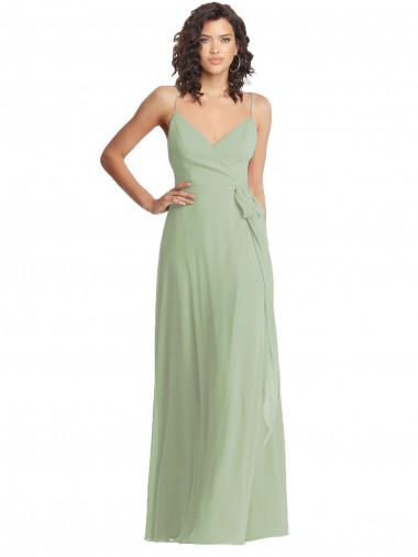 Purchase V-Neck Low Back Maxi Formal Wrap Chiffon Bridesmaid Dress