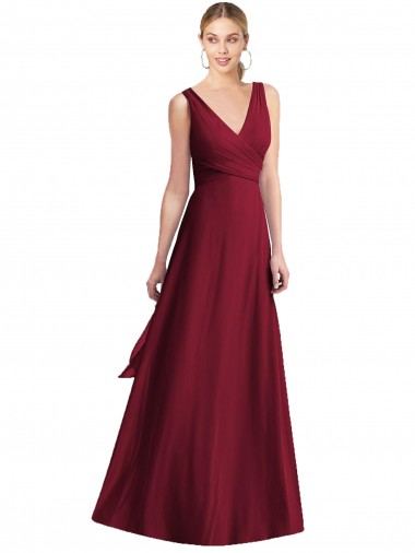 Purchase Sleeveless V-Neck Chiffon Wrap Bridesmaid Dress