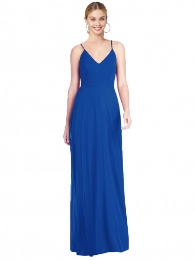 Purchase Criss Cross Back A-Line Chiffon Maxi Bridesmaid Dress