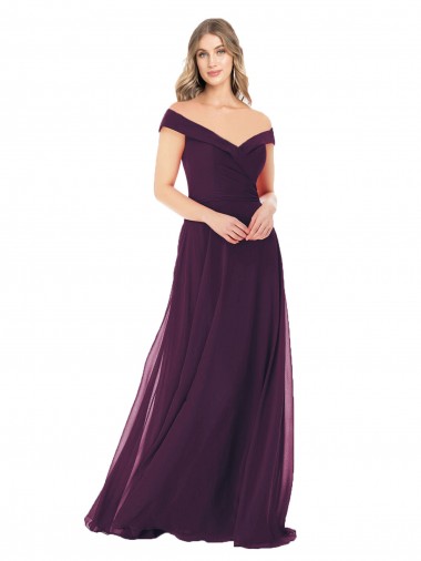 Purchase Classic Off the Shoulder Draped Chiffon Bridesmaid Dress