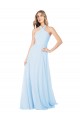 Criss Cross High Neck Halter Chiffon Bridesmaid Dress