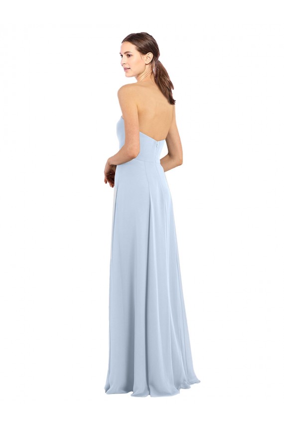 Fitted Strapless Full Length Chiffon Bridesmaid Dress with Front Slit