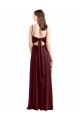 Sleek Fit and Flare Long Scoop Neck Chiffon Bridesmaid Dress with High Side Slit