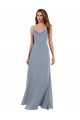 Long Full Length Draped Cowl Neck V-Back Slip Chiffon Bridesmaid Dress