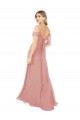 Draped Shoulder Sash Back Chiffon Bridesmaid Dress