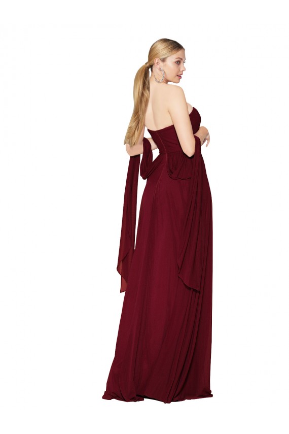 Draped Strapless Long A-Line Chiffon Bridesmaid Dress / Formal Prom Dress