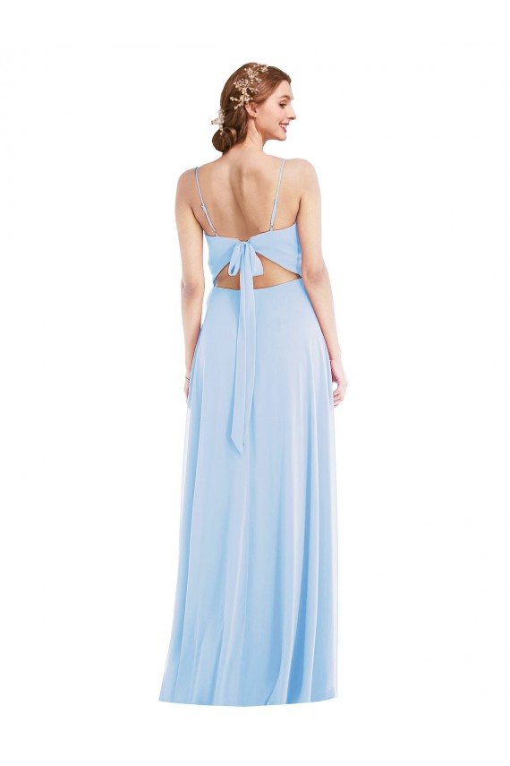 Tie Back Cutout Maxi Formal Bridesmaid Dress with Front Slit