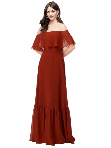 Purchase Off the Shoulder Ruffle Chiffon Bridesmaid Dress