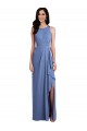 Sleeveless Chiffon Bridesmaid Dress with Draped Front Slit