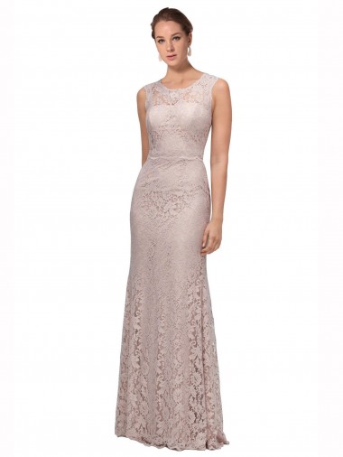 Purchase Long Sleeveless All Lace Bridesmaid Dress / Prom Dress with Scoop Neckline