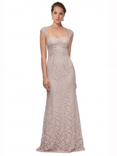 Purchase Sweetheart Neckline Cap Sleeves Lace Bridesmaid Dress / Prom Dress with Twist