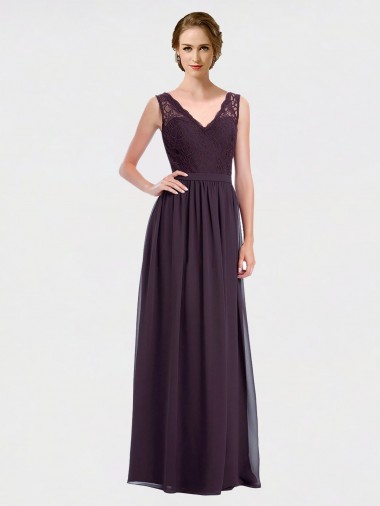 Purchase V-Neck Bridesmaid Dress with Corded Lace Bodice