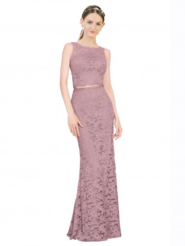 Purchase Sleeveless Crop Top High Neck Mermaid Lace Bridesmaid Dress / Prom Dress