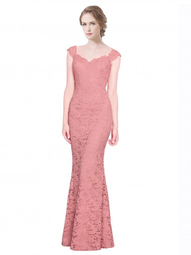 Purchase Sweetheart Mermaid Long Lace Bridesmaid Dress / Prom Dress with Wide Straps