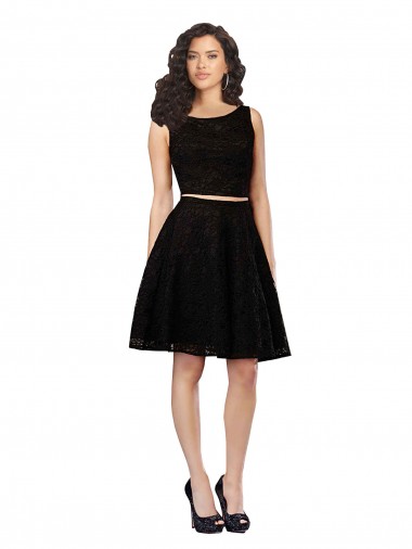Purchase Two Piece Short Lace Cocktail Bridesmaid Dress with Jewel Neckline