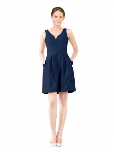 Purchase V-Neck A-Line Satin Cocktail Bridesmaid Dress with Pockets