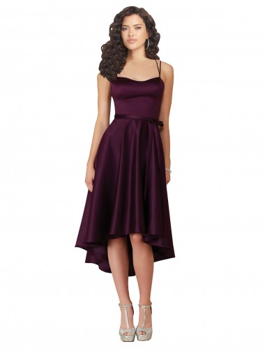 Purchase Elegant High Low Satin Bridesmaid Dress / Prom Dress with Criss Cross Back