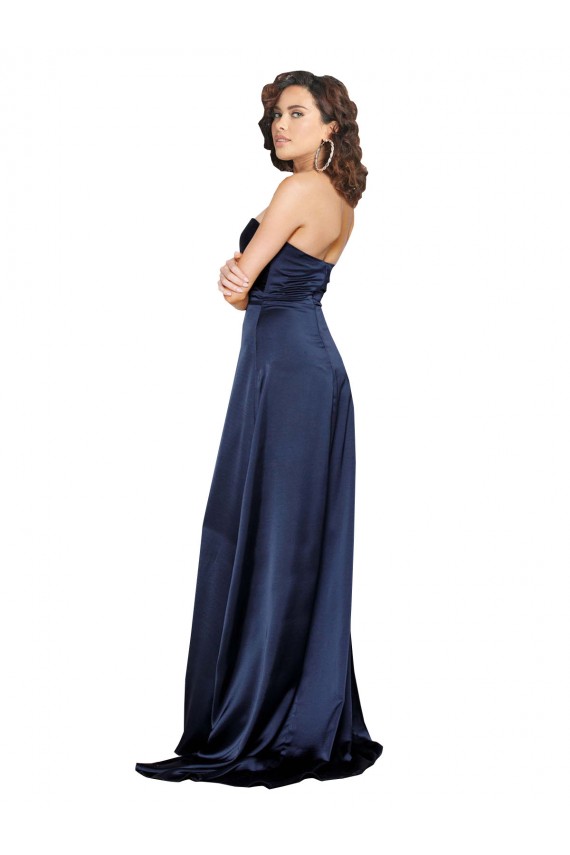 Knotted Sweetheart Formal Silky Satin Bridesmaid Dress / Prom Dress with High Side Split