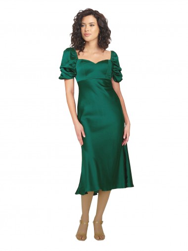 Purchase Ruched Sleeve Formal Silky Satin Bridesmaid Dress / Prom Dress