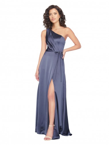 Purchase Draped Formal Silky Satin Bridesmaid Dress / Prom Dress with Tied Waist