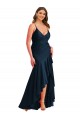 Pleated Wrap Ruffled High Low Formal Silky Satin Bridesmaid Dress / Prom Dress