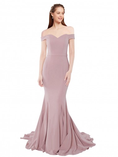 Purchase Off the Shoulder Mermaid Long Sweep Train Bridesmaid Dress / Prom Dress
