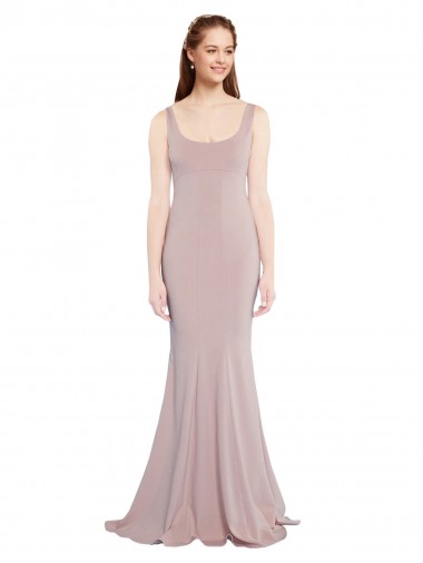 Purchase Sleeveless Scoop Neck Fully Lined Formal Crepe Bridesmaid Dress / Prom Dress