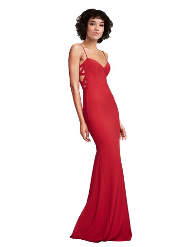 Purchase Spaghetti Strap Slip Neckline Formal Crepe Bridesmaid Dress / Prom Dress