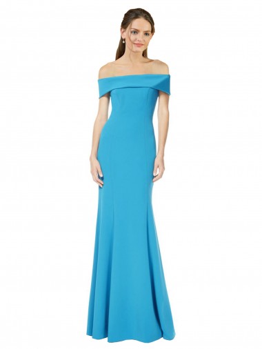 Purchase Off the Shoulder Formal Crepe Bridesmaid Dress / Prom Dress with Fitted Silhouette