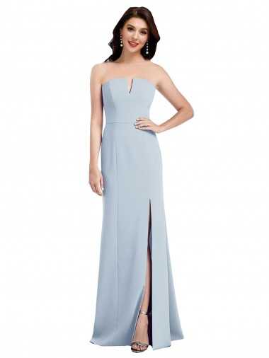 Purchase Strapless Notch Crepe Bridesmaid Dress / Prom Dress with Front Slit