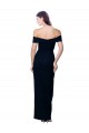 Off the Shoulder Long Full Length Formal Crepe Bridesmaid Dress / Prom Dress with Side Split