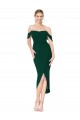Off the Shoulder Knee Length Formal Crepe Short Cocktail Wrap Bridesmaid Dress / Prom Dress