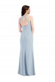 Open Back Halter Maxi Formal Crepe Bridesmaid Dress / Prom Dress with Draped Bow