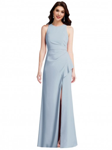 Purchase Halter Maxi Bridesmaid Dress / Prom Dress with Cascade Ruffle Slit