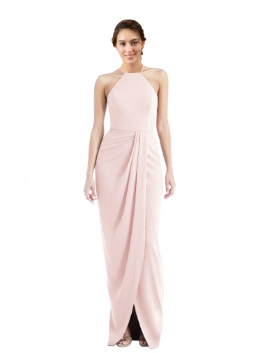 Purchase Halter Draped Tulip Skirt Maxi Bridesmaid Dress / Prom Dress