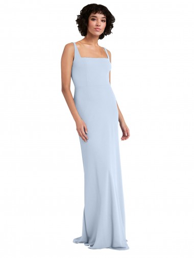 Purchase Slim Square Neck Fit and Flare Full Length Stretch Crepe Bridesmaid Dress / Prom Dress