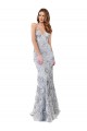 Silver V-Neckline Backless Floral Patterned Sequin Formal Bridesmaid Dress / Prom Dress