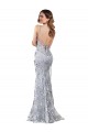 Silver V-Neckline Backless Floral Patterned Sequin Formal Bridesmaid Dress / Prom Dress