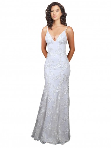 Purchase V-Neckline Backless Floral Patterned Sequin Formal Bridesmaid Dress / Prom Dress