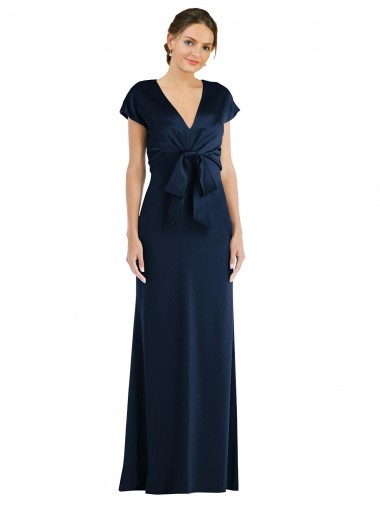 Purchase Soft Bow Blouson Bodice Trumpet Formal Crepe Bridesmaid Dress / Prom Dress
