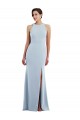 Cutout Open Back Halter Maxi Formal Crepe Bridesmaid Dress / Prom Dress with Scarf Tie