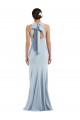 Cutout Open Back Halter Maxi Formal Crepe Bridesmaid Dress / Prom Dress with Scarf Tie