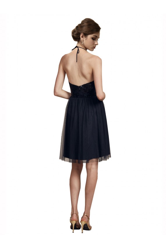 High Neck Illusion Bodice Bridesmaids Dress