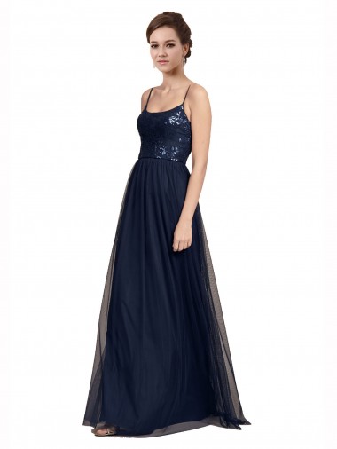 Purchase Spaghetti Strap Tulle Bridesmaids Dress with Ballerina Neckline