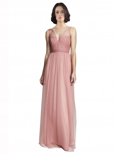Purchase V-Neck Illusion Tulle Bridesmaids Dress
