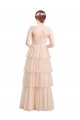 V-Neck A-Line Layered Long Tulle Bridesmaid Dress