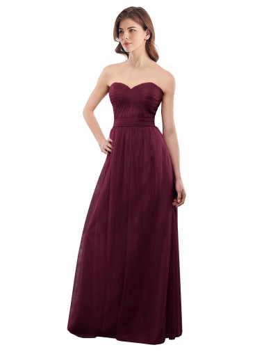 Purchase Strapless Tulle A-line bridesmaid dress with pleated top