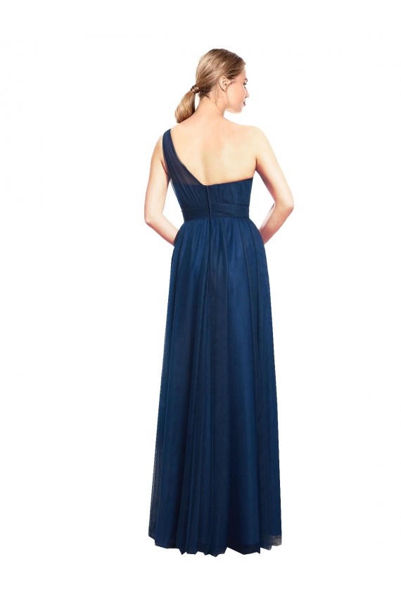 Ruched One Shoulder Tulle A-Line Bridesmaid Dress