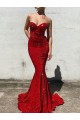 Mermaid Sweetheart Sleeveless Long Court Train Velvet Sequin Prom Dress